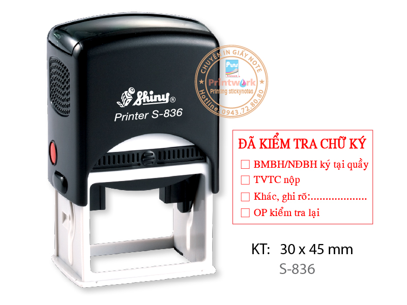 Dấu liền mực S-836, KT: 30 x 45 mm